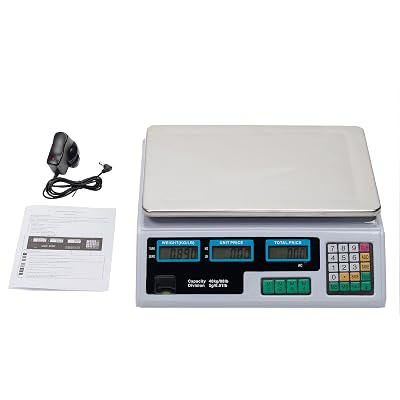 Digital Commercial Price Scale 88lb40kg Price Computing Scale, Commercial Food Scale Food Produce Counting Weight Scale with LCD Display for Farmers Market, Retail Outlets, Meat Shop, Deli