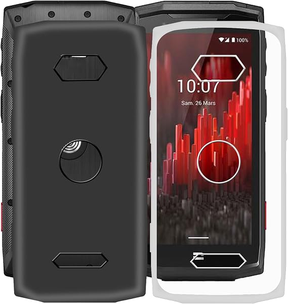 for Crosscall Core M5 Case, KJYFOANI Black + Clear Shockproof Bumper Sleeves, 360 Drop Protection Shell Full Body Ultra-Thin Soft Silicone Cover for Crosscall Core M5 (4.95") - [2 Pack]