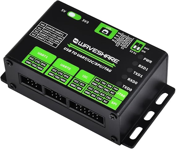 waveshare USB to UART/I2C/SPI/JTAG Converter, Supports Multiple Interfaces, Compatible with 3.3V and 5V, Multiple Systems Support, Support Linux (Only for Raspberry Pi)