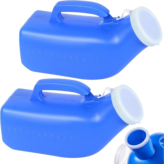 2Pcs Pee Bottle for Men, Urine Bottles Male Spill Proof, 1200ml Wee Bottle for Men with Lid, Mens Urine Bottles Spill Proof in Bed, Suitable Home Hospitals and Camping Travel