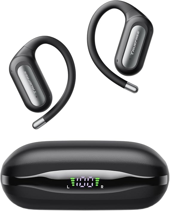 truefree DS1 Open-Ear Headphones, Bluetooth 6.0 Wireless Earbuds | Ear Hooks, Spatial Sound, 4 Mics Clear Calls, 40H Playtime, Multipoint Connection, IPX5-Rated for Sports, Snug Fit