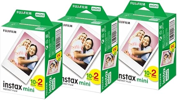 Fujifilm 16437396 Instax Mini Twin Pack Picture Format Instant Daylight Film Pack of 3 (60 Shots)