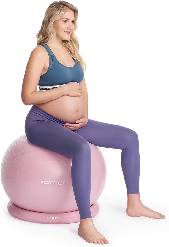 Momcozy BirthEase Pregnancy Ball Set, Birthing Ball with App Full-Journey Courses, BPA-Free PVC & Anti Burst Exercise Yoga Ball for Maternity, Labor, Physio, Recovery