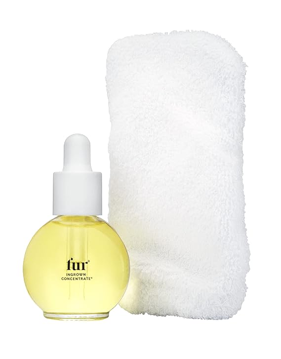 Fur Ingrown Concentrate Kit | Exfoliating Oil & Eliminator Mitt | 0.5fl oz | Ingrown Hair Treatment | Razor Bump Treatment | Softens Trapped Hairs | Exfoliating Oil | Includes Ingrown Eliminator Mitt
