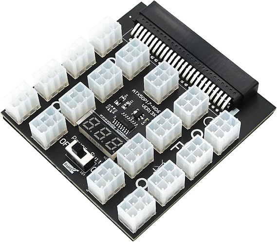 PCI-E 12V 50Pin to ATX 17 x 6Pin Power Supply Server Adapter Breakout Board for 750W 1100W 1600W 2000W 2400W PSU GPU Mining