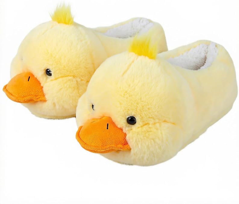 ARELUX Animal Slippers Cotton Adult Unisex, Cute Novelty Duck Pig Cat Plush House Shoes with Non-Slip Sole, Warm Fuzzy Lining for Indoor Outdoor Cosplay Party Gift