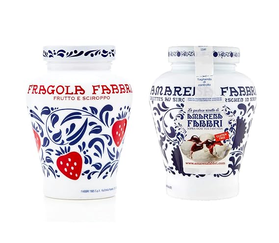 Large Amarena Fabbri Wild Cherries & Fabbri Strawberries Combo, 21oz each