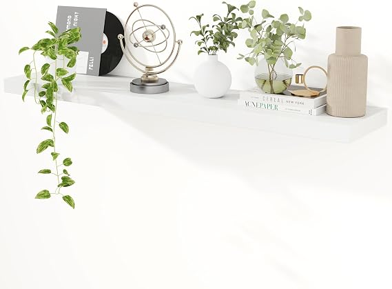 Feihorrm 120cm Floating Shelves for Wall, 23.5cm Deep White Long Shelf