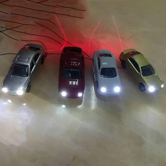 N Scale 1:160 LED Lighted Model Cars for Model Railway Street Scene Layout,Plastic Construction 12V Compatible 10pcs 