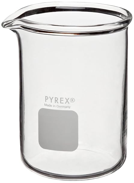 Corning Pyrex 1003-1L Glass 1 Liter Graduated Low Form Heavy Duty Griffin Beaker, 50mL Graduation Interval, with Double Scale (Pack of 6)