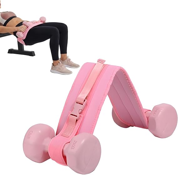 Hip Thrust Belt for Dumbbells, Wide Padded Support for Home Workouts, Adjustable Strap for Squats and Glute Bridges, Pink Training Belt for Fitness