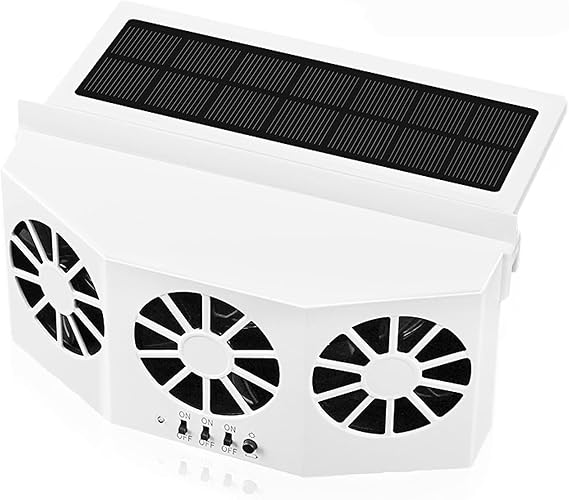 Car Solar Air Circulator Exhaust Fan, Solar Powered Car Ventilator, Car Radiator,Eliminate The Peculiar Smell Inside The Car and Can Be Used for General Types of Cars(White)