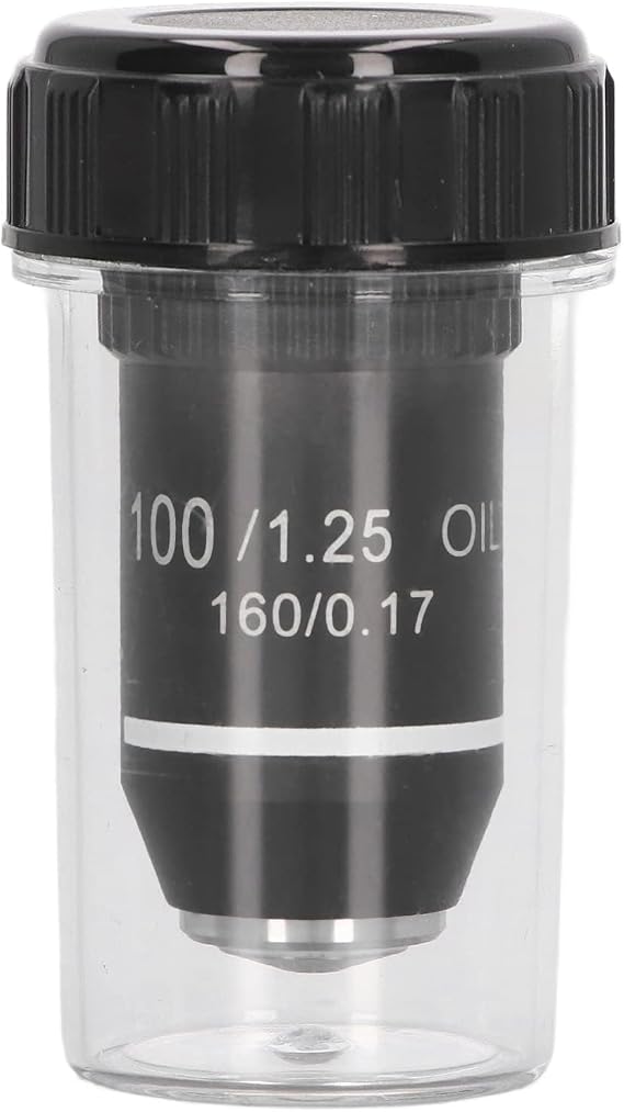 100X Microscope Objective Lens Replacement High Power Objective Lens Brass Chrome Plated Interface 20.2mm for Compound Microscopes