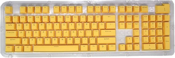 PBT Keycaps, 108 Keys P9 Mechanical Keyboard Key Backlit Key Character Translucent Key DIY Keycaps,for 61/64/87/104/108 Key Mechanical Keyboards(Yellow)