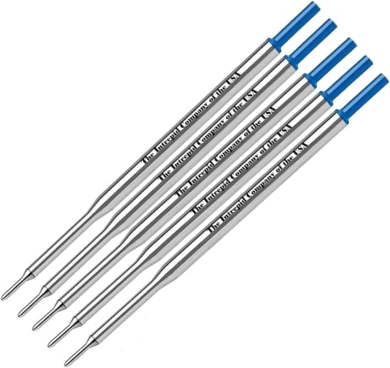 5 Genuine Intrepid Flawless Flow Medium Refills for Papermate Lubriglide, Aspire, PhD Pens, Bulk Packed (Blue) | Genuine, For Papermate Lubriglide, For Aspire, For PhD Pens, Bulk Packed
