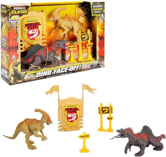 Primal Clash 2-Piece Dinosaur War Game Set - Trimetrodon Vs Parasaur