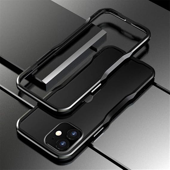 Aluminum Bumpers Compatible with iPhone 12 Mini 5.4-INCH Bumper Case Metal Frame Bumper Cover Shock Absorbent Slim Cool Design (iPhone12Mini, Black)