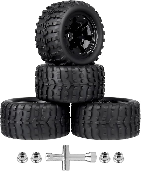 2.8" Preglued 1/10 Stadium Truck Wheels and Tires 12mm Hex for Traxxas Rustler Stampede 4x4 2WD Redcat Volcano Epx S30 Blackout Xte 4PCS