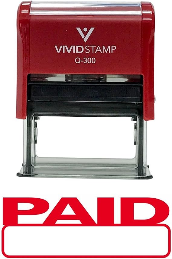 Basic Paid Self Inking Rubber Stamp (Red Ink) - Large
