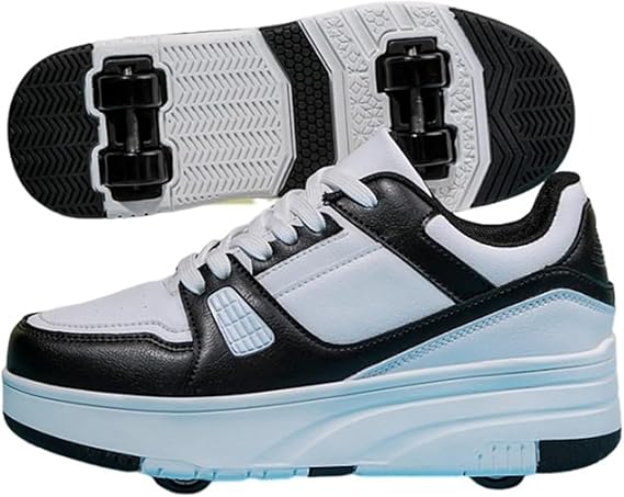 Shoes with Wheels for Boys Girls, Kids Roller Skates Shoes with 4 Wheels Trainers Retractable, 2-in-1 Roller Multifunction Trainers Skateboard Shoes Roller Skate