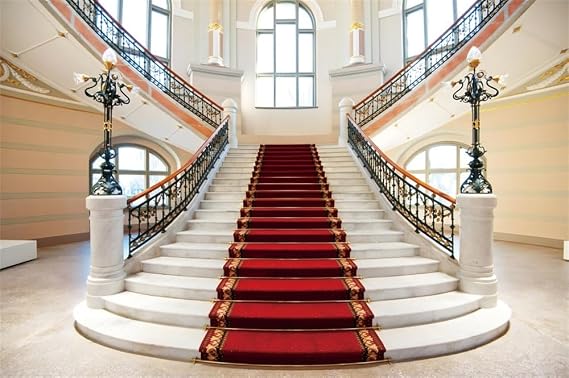 Red Carpet Luxurious Palace Backdrop - 7x5ft European Building Royal Golden Castle Background for Wedding, Birthday, Anniversary & Photo Booth Props