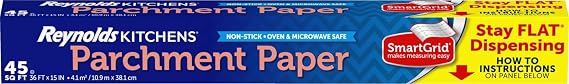 Reynolds Kitchens Stay Flat Parchment Paper Roll with SmartGrid, 45sq ft