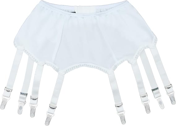 Plain Color 8 Straps Retro Garter Belt with Adjustable Suspender Metal Clips for Thigh High Stocking