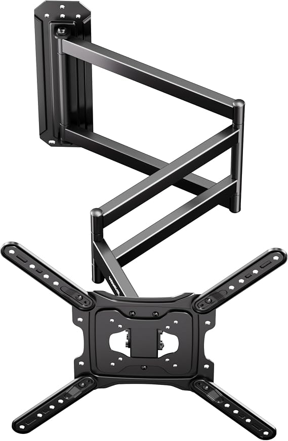 Mount-It Corner TV Wall Mount, Full Motion Long Arm 37.2" Extension | Articulating Swivel Tilt, Steel, Single Stud, Brick Concrete Compatible, 23-65 Inch TVs, VESA 400x400, 77 lbs, Black