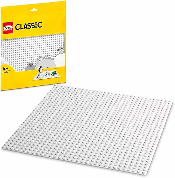 LEGO Classic White Baseplate 11026 Building Kit; Square 32x32 Landscape for Open-Ended, Imaginative Building Play; Can be Given as a Birthday, Holiday or Any-Day Gift for Kids Aged 4 and up (1 Piece)