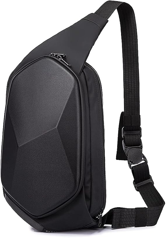 BANGE Sling Bag Waterproof Safe Protect Shell Crossbady Bag Backpack, Biking Hiking Travel Shoulder Bag (Black Large)