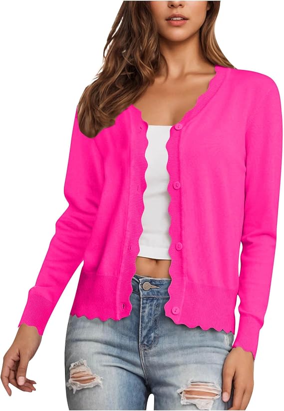 Cardigan Sweaters for Women Lightweight Trendy Cropped Cardigans Open Front Cotton Knit Button Up Thin Sweater