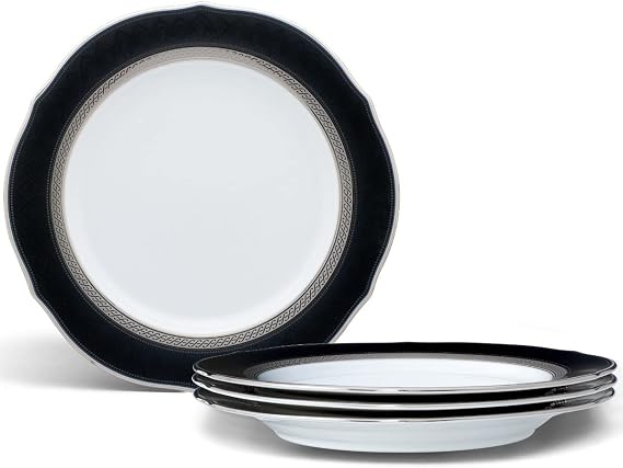 Noritake Austin Platinum Set of 4 Scalloped Accent Plates, 9"