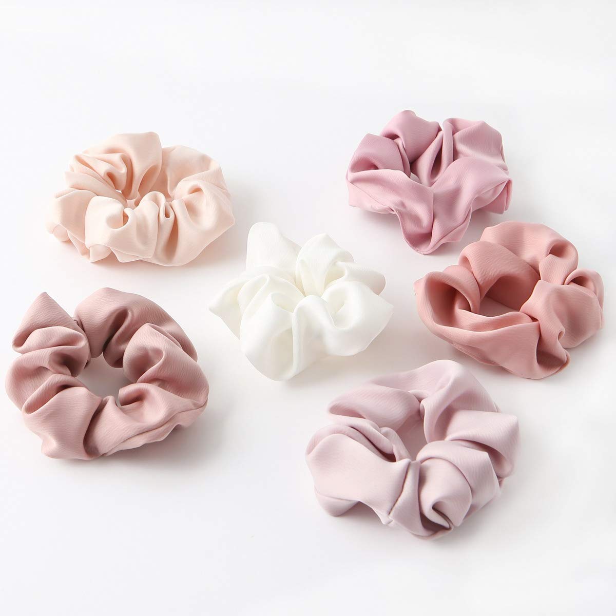 NOVIIML ir Scrunchies for Women Girls Pink Hair Ties Ropes Soft Cloth Scrunchy Ponytail Holdors Elastic Hair Bands Hair Accessories- 6 Pack Color A