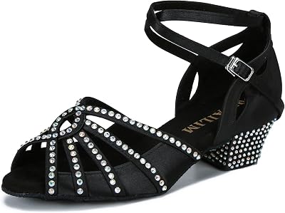 Ballroom Rhinestone Dance Shoes Women Latin Salsa Bachata Social Dancing Sandals L6889