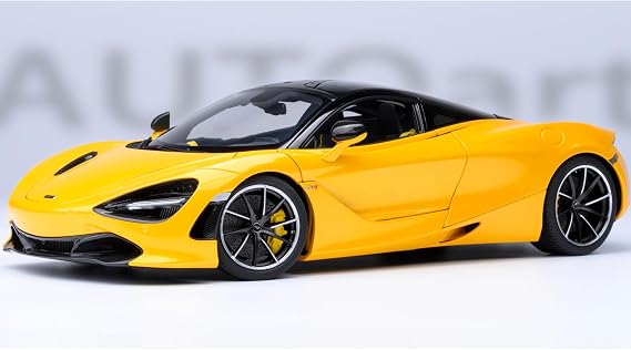 720S Volcano Yellow with Black Top and Carbon Accents 1/18 Model Car by Autoart 76070