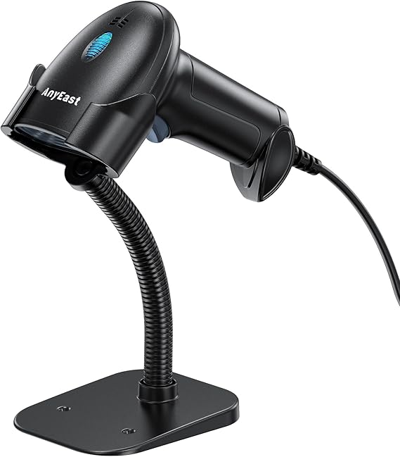 Barcode Scanner with Stand, USB Wired Inventory 2D 1D Code Scanner