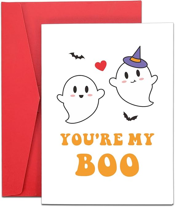 Weird Gifts Horror Boo Basket Stuffers for Her Him Women Men Spooky Basket Stuffers for Kids Adult Couple Halloween Gifts Anniversary Valentines Gifts for Girlfriend Boyfriend Husband Thank You Card