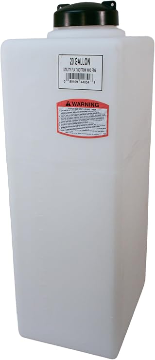 Norwesco 20 Gallon Flat Bottom Utility Tank | White, Lightweight Water & Liquid Storage Bin for Trucks, Trailers, Camping, Lawn Care, and Construction Use