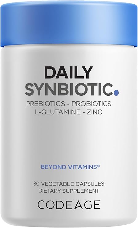 Codeage Daily Synbiotic, Lactobacillus, L-Glutamine, Shelf Stable, 30 Cap