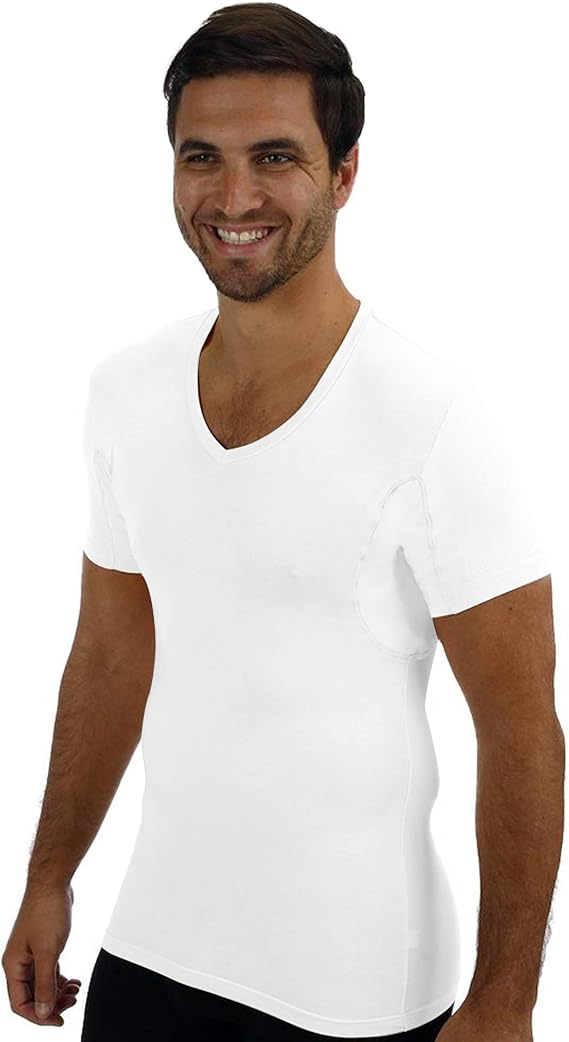 Sweat Proof Undershirt for Men - Lightweight Slim Fit with Underarm Sweat Guards, Odor Protection, Machine Washable