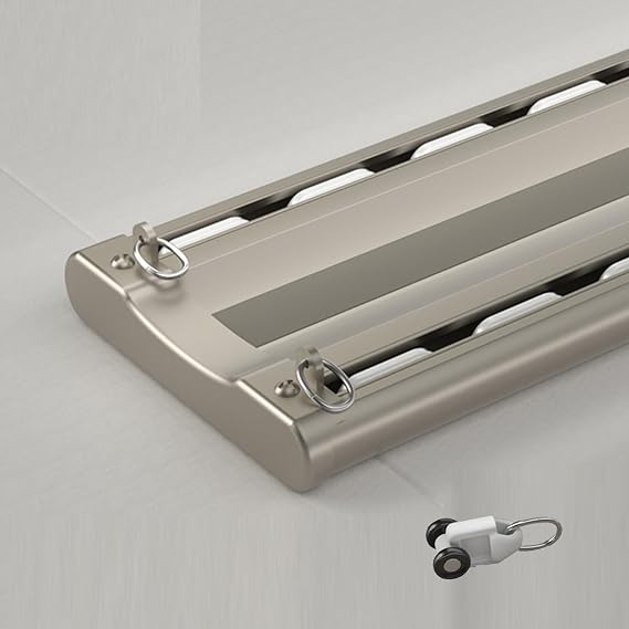 Double Aluminum Ceiling ain Track White with Smooth Gliders for Indoor Drapery Custom Length Modern Rod for Pleated (D 270cm/8.8ft)