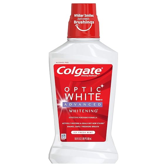 Colgate Optic White Whitening Mouthwash, Fresh Mint - 473mL, 16 fluid ounce