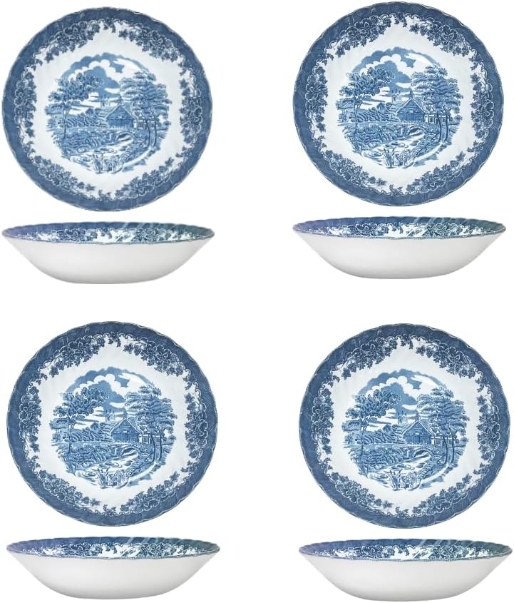 Churchill Brooke Blue Chelsea Pasta Bowl 8.6 Set Of 4, Made In England