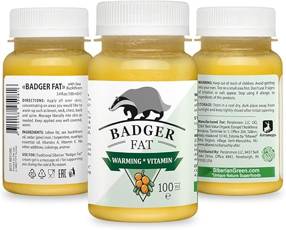 Cream-Gel Badger Fat Siberian Sea Buckthorn Oil Pine Resin Vitamins 100ml