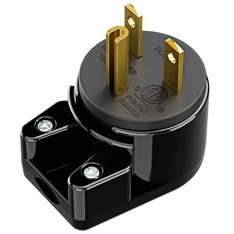 USA 3-Prong Male AC Plug, Right Angle ETL Nema 6-15P 3 Pole DIY Rewirable, 15A 250V USA 3Pin AC Connector, 8 Direction Rotatable Plug