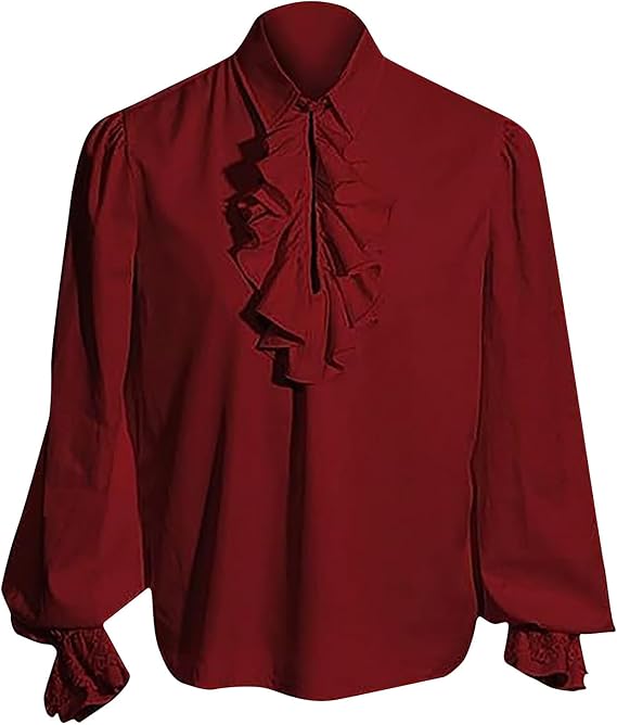 Mens T Shirts Fashion Long Sleeve Cotton Medieval Vintage Lacing Casual Shirt Solid Work Dress Shirt Clothes 2023