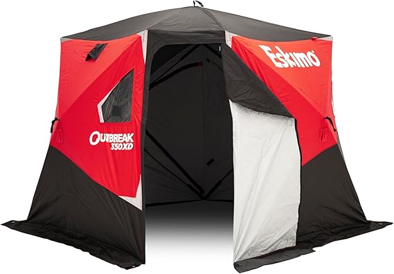 Eskimo Outbreak Portable Pop-Up Ice Fishing Shelter, Stormshield Insulated Fabric, No Trip Door, Durable Hub Design, Deluxe Tie Downs