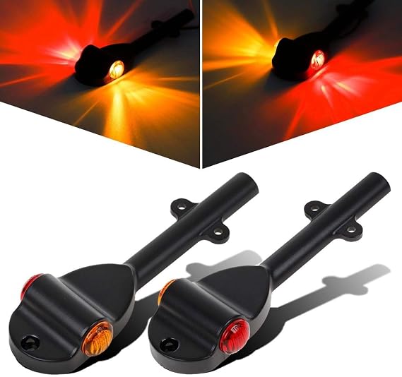 Partsam 2Pcs RED AMBER LED Trailer Fender Lights Bullet LED Clearance Marker Light Left Right Amber Front Red Rear, DOT Compliant