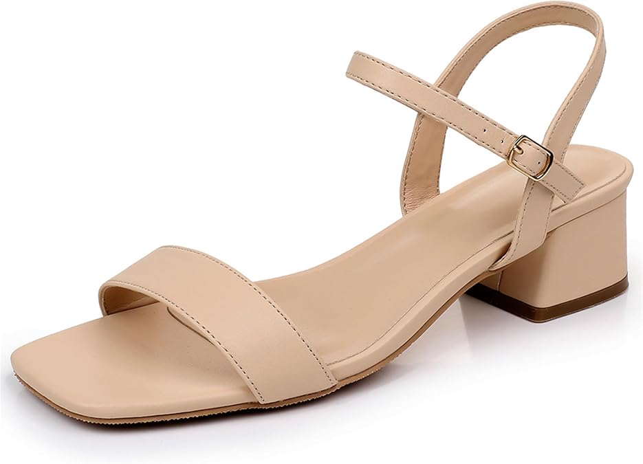 Women's Low Block Heel Sandals Ankle Strap Dress Sandals for Women 1.77''