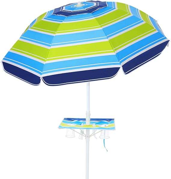 Beach Umbrella - Beach Umbrella for Sand Wind Portable with Tilt Pole